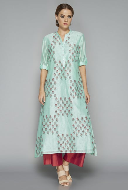 Zuba by Westside Lime Floral Print Kurta Zuba by Westside Lime Floral Print Kurta