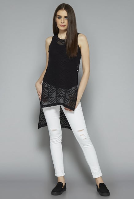 Nuon by Westside Black Self Print Top Nuon by Westside Black Self Print Top