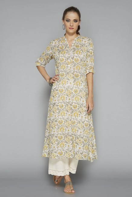 Utsa by Westside Beige Floral Print Kurta Utsa by Westside Beige Floral Print Kurta