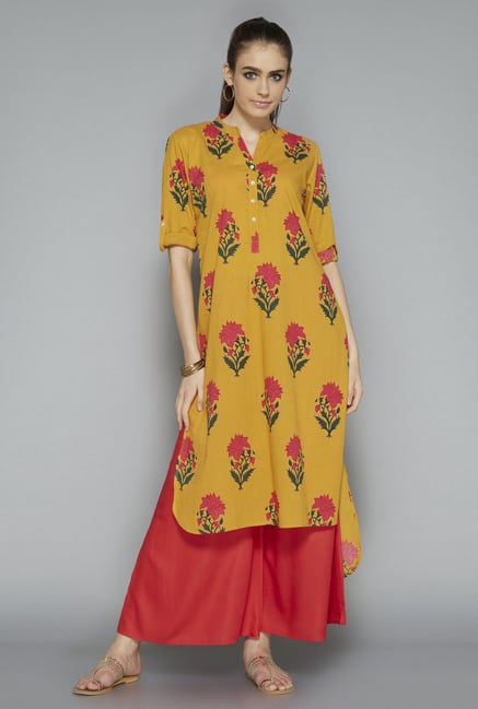 Utsa by Westside Mustard Floral Print Kurta Utsa by Westside Mustard Floral Print Kurta