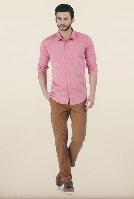 Basics Tapered Fit Brown Peached Twill Stretch Trouser Basics Tapered Fit Brown Peached Twill Stretch Trouser