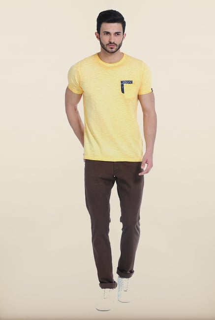 Basics Skinny Fit Dark Earth Ladder Twill Stretch Trouser Basics Skinny Fit Dark Earth Ladder Twill Stretch Trouser