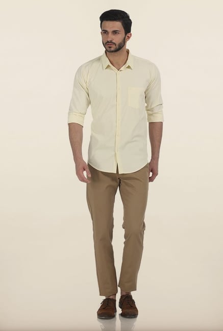 Basics Tapered Fit Cumin Slub Twill Cotton Trouser Basics Tapered Fit Cumin Slub Twill Cotton Trouser