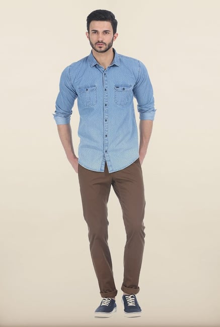 Basics Skinny Fit Brown Dobby Structure Stretch Trouser Basics Skinny Fit Brown Dobby Structure Stretch Trouser