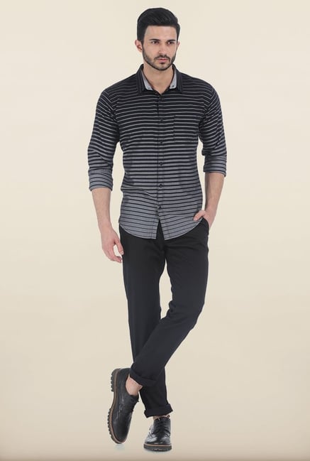 Basics Tapered Fit Black Peached Twill Stretch Trouser Basics Tapered Fit Black Peached Twill Stretch Trouser