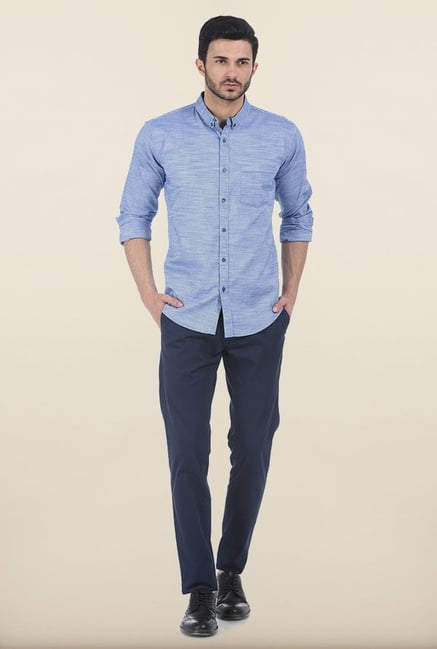 Basics Tapered Fit Navy Irregular Matt Stretch Trouser Basics Tapered Fit Navy Irregular Matt Stretch Trouser