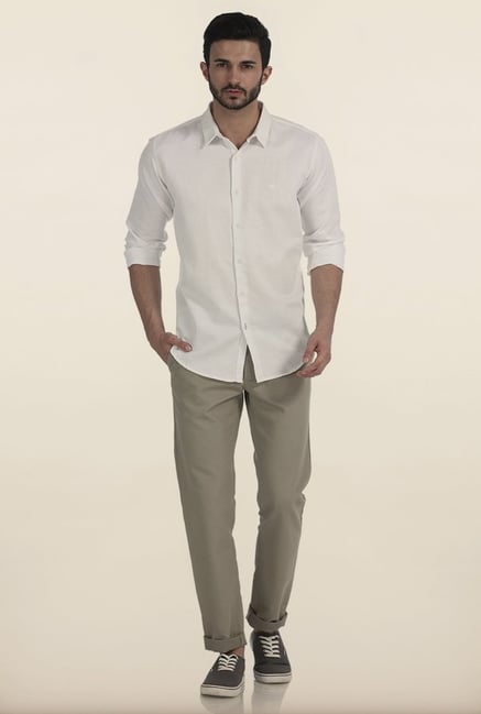 Basics Slim Fit Grey Dobby Structure Cotton Trouser Basics Slim Fit Grey Dobby Structure Cotton Trouser