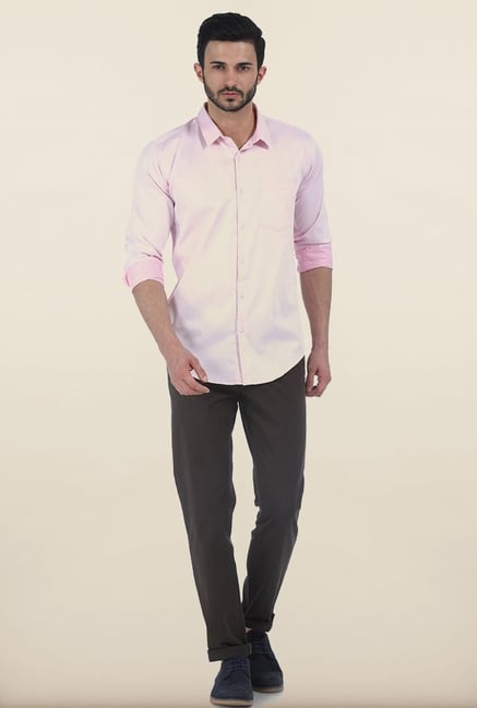Basics Slim Fit Dark Grey Twill Cotton Trouser Basics Slim Fit Dark Grey Twill Cotton Trouser