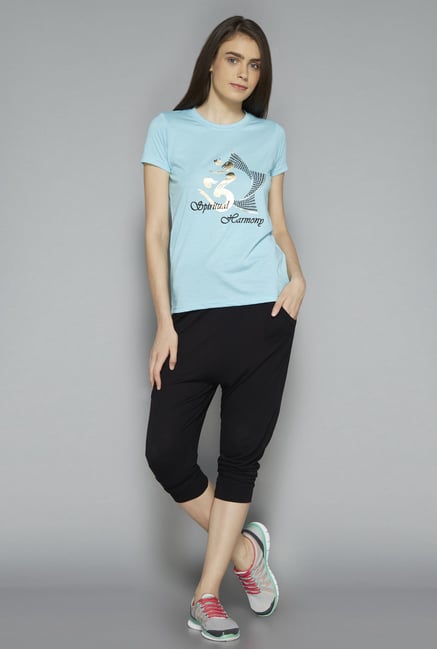 Westsport by Westside Sky Blue Printed T Shirt Westsport by Westside Sky Blue Printed T Shirt