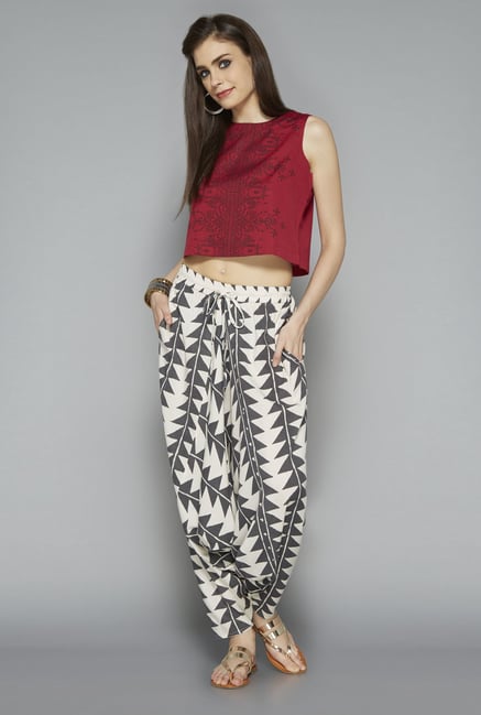 Bombay Paisley by Westside Maroon Printed Crop Top Bombay Paisley by Westside Maroon Printed Crop Top