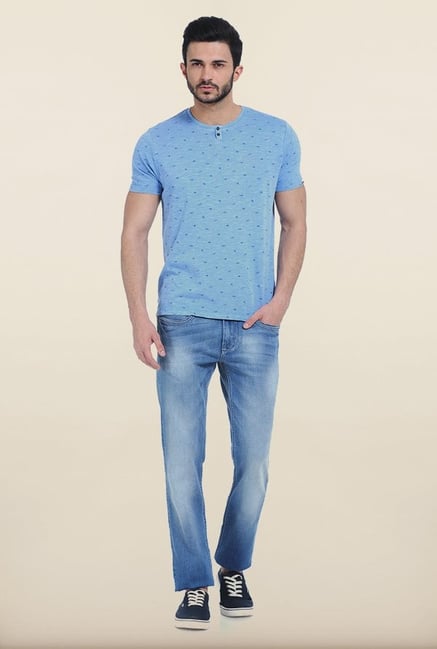 Basics Heritage Blue Henley Over dyed T Shirt Basics Heritage Blue Henley Over dyed T Shirt