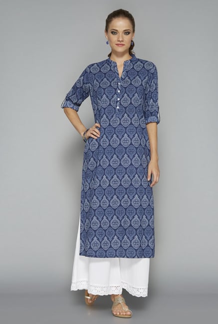 Utsa by Westside Dark Blue Block Print Kurta Utsa by Westside Dark Blue Block Print Kurta