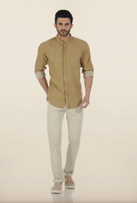 Basics Skinny Fit Cream Stone Ladder Twill Stretch Trouser Basics Skinny Fit Cream Stone Ladder Twill Stretch Trouser