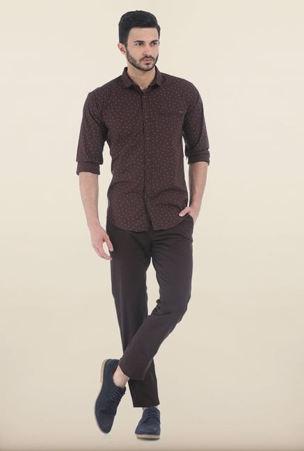 Basics Tapered Fit Coffee Bean Dobby Peached Stretch Trouser Basics Tapered Fit Coffee Bean Dobby Peached Stretch Trouser