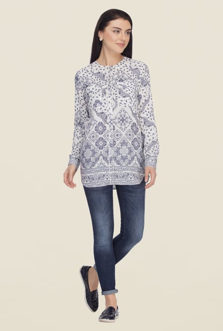 Femella Blue Printed Shirt Femella Blue Printed Shirt