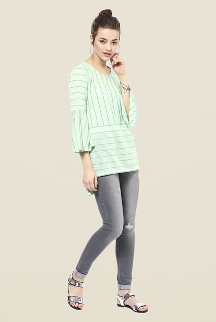 Femella Green Striped Top Femella Green Striped Top