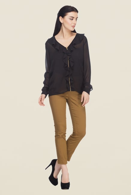 Femella Black Solid Shirt Femella Black Solid Shirt