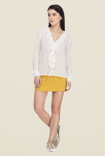 Femella White Solid Shirt Femella White Solid Shirt