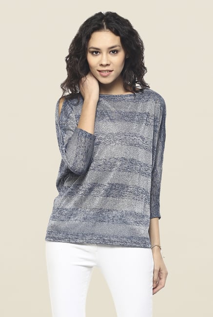 Femella Grey Striped Top Femella Grey Striped Top