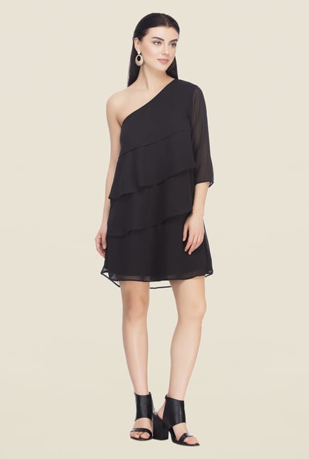 Femella Black One Shoulder Dress Femella Black One Shoulder Dress