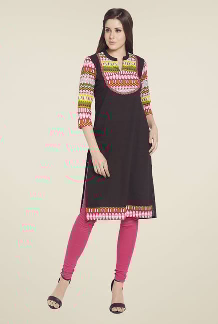 Globus Black Printed Cotton Kurta Globus Black Printed Cotton Kurta