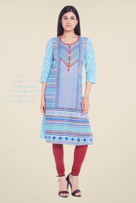 Globus Blue Printed Kurta Globus Blue Printed Kurta