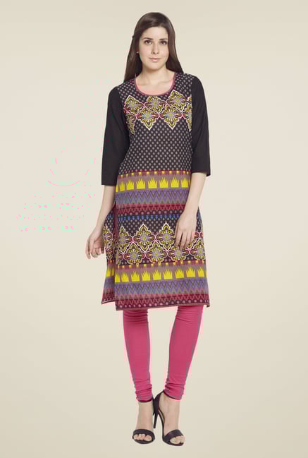 Globus Black Regular Fit Kurta Globus Black Regular Fit Kurta