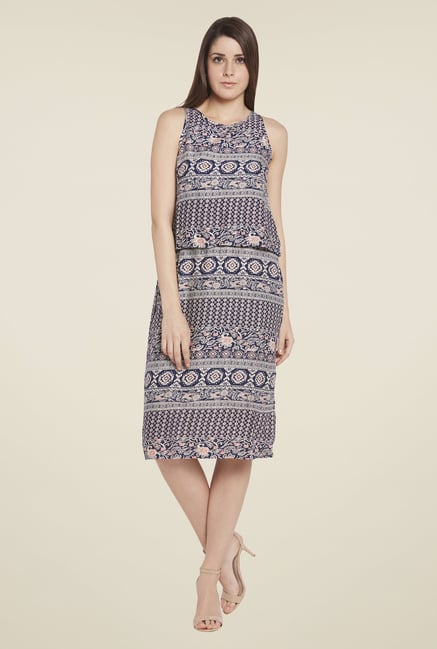 Globus Navy Printed Shift Dress Globus Navy Printed Shift Dress