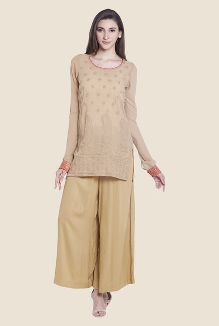 Globus Beige Regular Fit Kurti Globus Beige Regular Fit Kurti