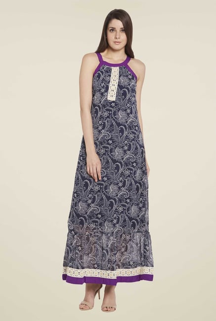 Globus Navy Floral Print Maxi Dress Globus Navy Floral Print Maxi Dress