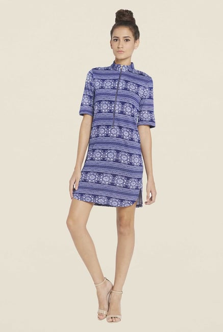 Globus Blue Printed Shift Dress Globus Blue Printed Shift Dress