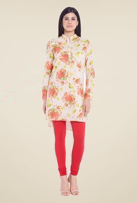Globus Beige Floral Print Kurti Globus Beige Floral Print Kurti