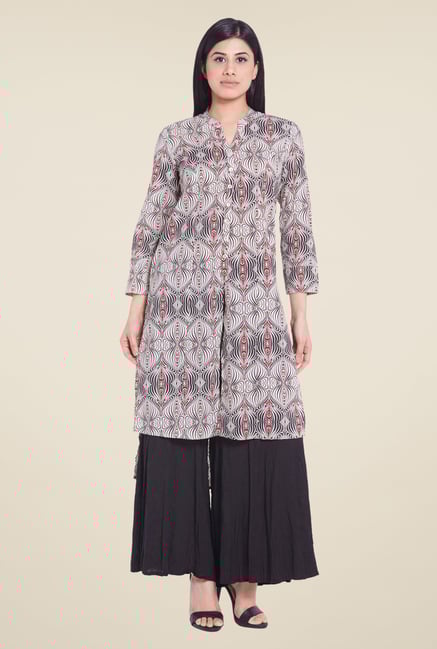Globus Beige Printed Kurta Globus Beige Printed Kurta