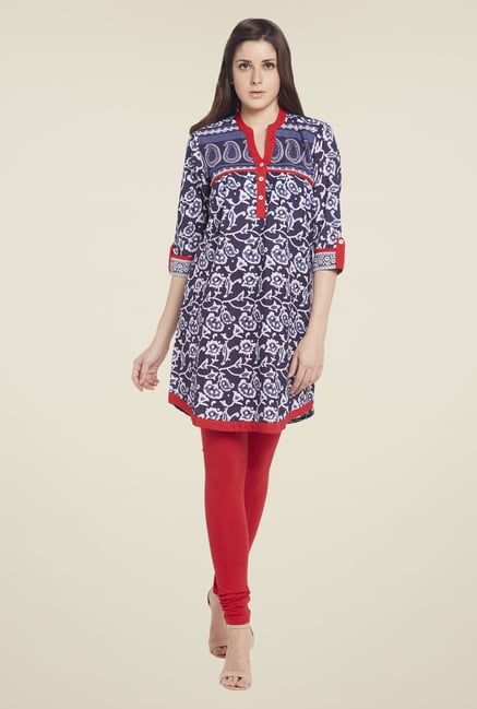 Globus Navy Floral Print Kurti Globus Navy Floral Print Kurti
