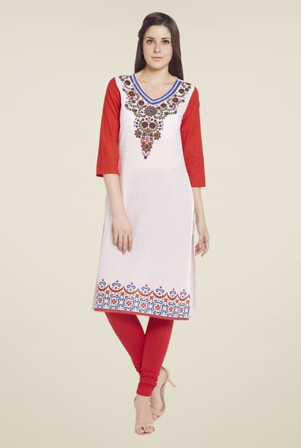Globus White Printed Kurta Globus White Printed Kurta