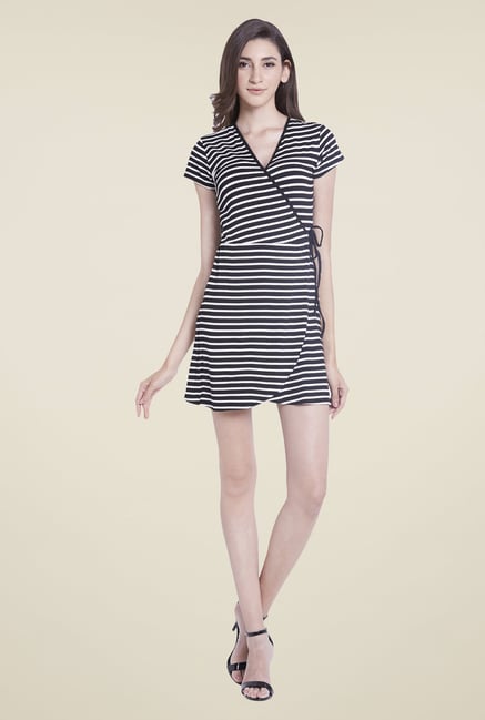 Globus Black Striped Mini Dress Globus Black Striped Mini Dress