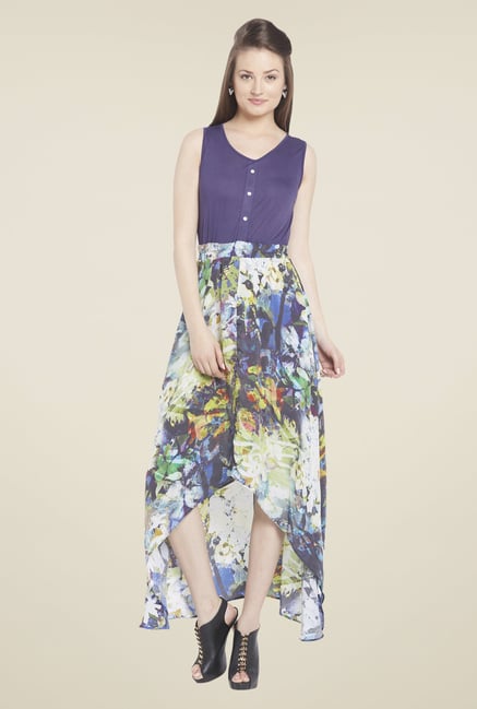 Globus Purple Floral Print Midi Dress Globus Purple Floral Print Midi Dress