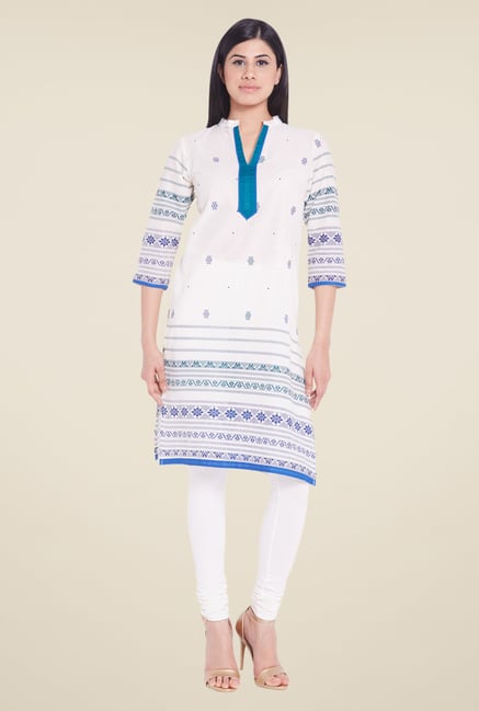 Globus White Printed Cotton Kurti Globus White Printed Cotton Kurti