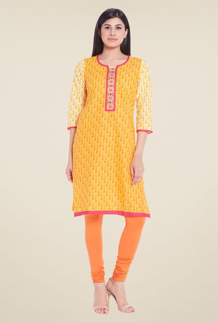 Globus Yellow Printed Kurti Globus Yellow Printed Kurti