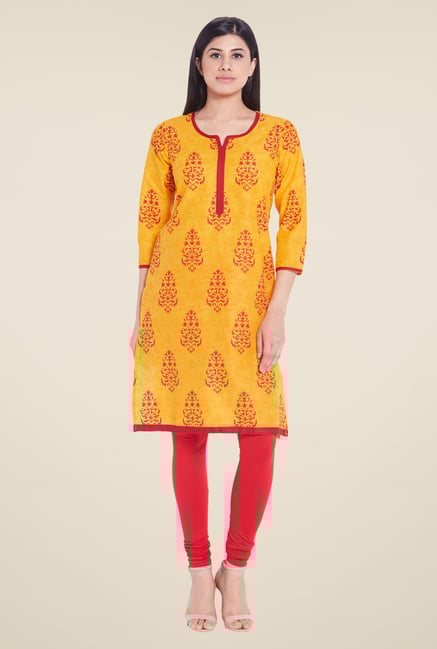 Globus Yellow Cotton Kurti Globus Yellow Cotton Kurti