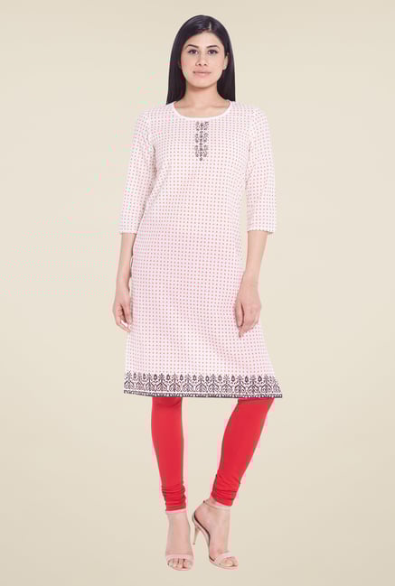 Globus White Printed Regular Fit Kurti Globus White Printed Regular Fit Kurti