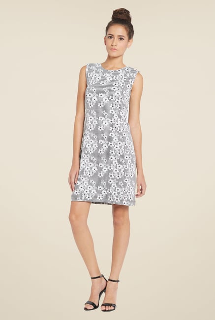 Globus Grey Floral Print Shift Dress Globus Grey Floral Print Shift Dress