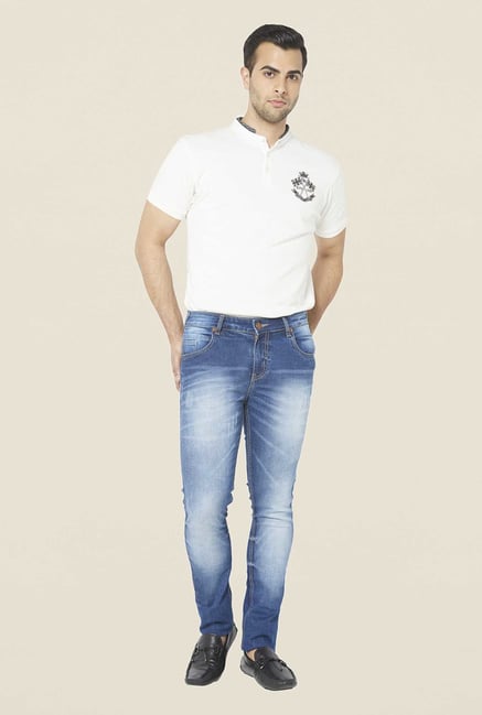 Globus Blue Heavily Washed Regular Denim Jeans Globus Blue Heavily Washed Regular Denim Jeans