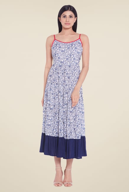 Globus Blue Floral Print Midi Dress Globus Blue Floral Print Midi Dress