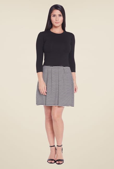 Globus Black Striped Mini Dress Globus Black Striped Mini Dress