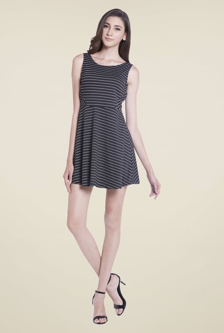 Globus Black Striped Skater Dress Globus Black Striped Skater Dress