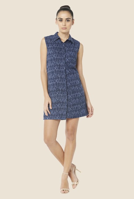 Globus Navy Printed Shirt Dress Globus Navy Printed Shirt Dress