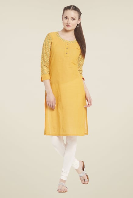 Globus Yellow Regular Fit Kurti Globus Yellow Regular Fit Kurti