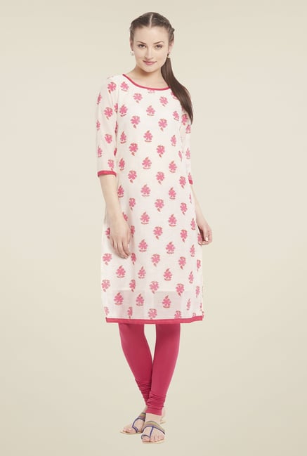 Globus White Floral Print Kurti Globus White Floral Print Kurti