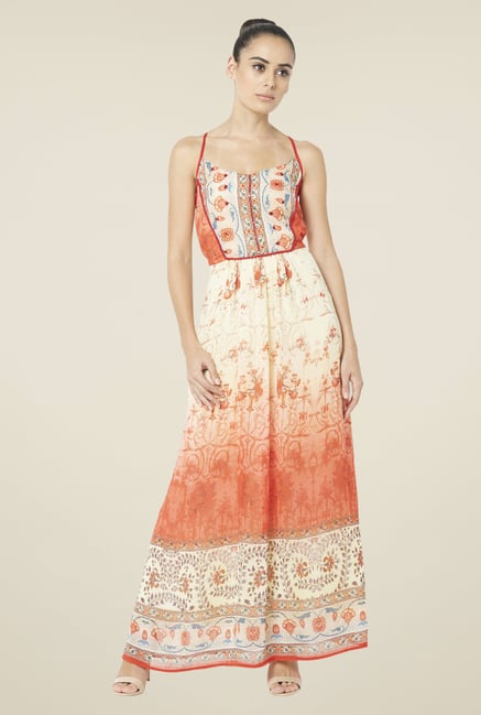 Globus Orange Printed Maxi Dress Globus Orange Printed Maxi Dress